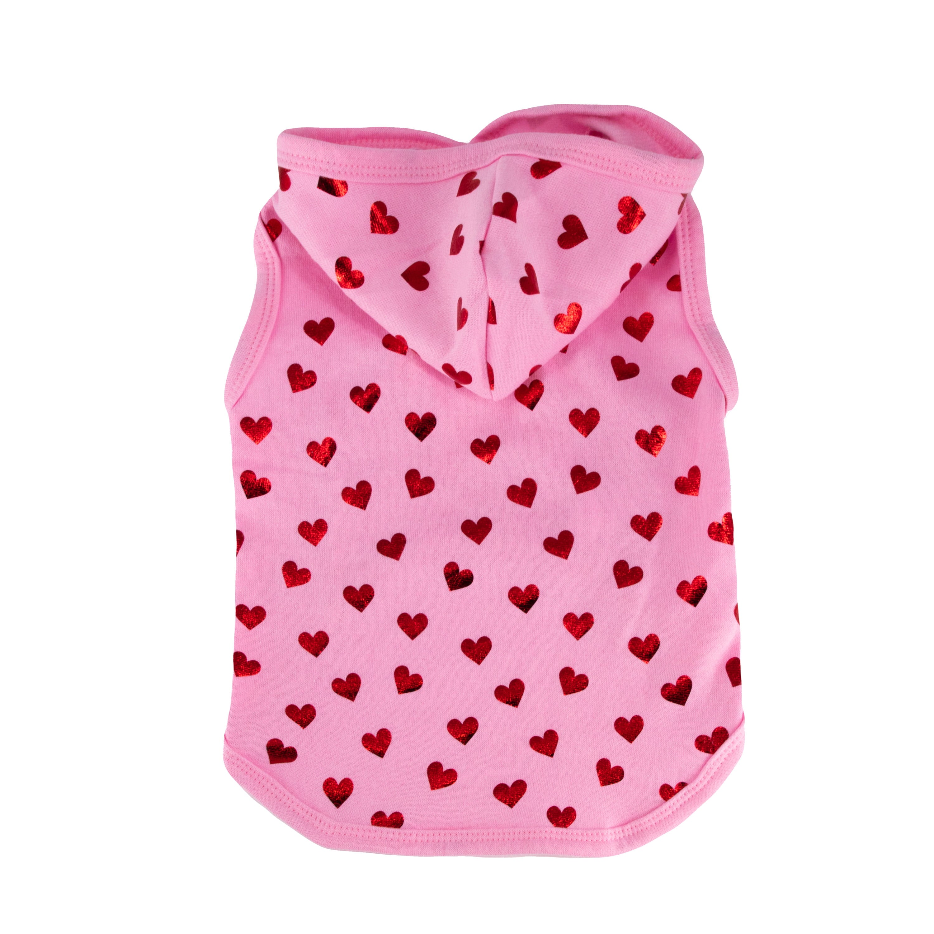 Vibrant Life， Dog and Cat Clothes， Red Hearts Valentine Pet Hoodie， Pink， XS