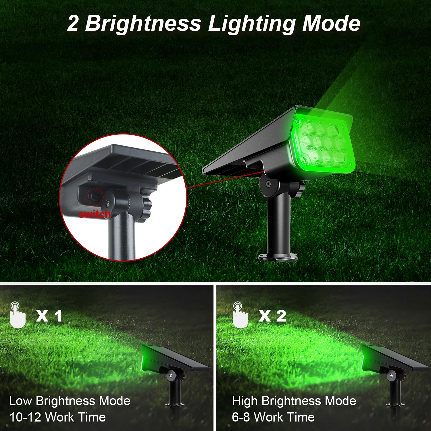 T-SUN Solar Spot Lights Garden Light IP65 Super Bright Landscape Wall Lights(Green)