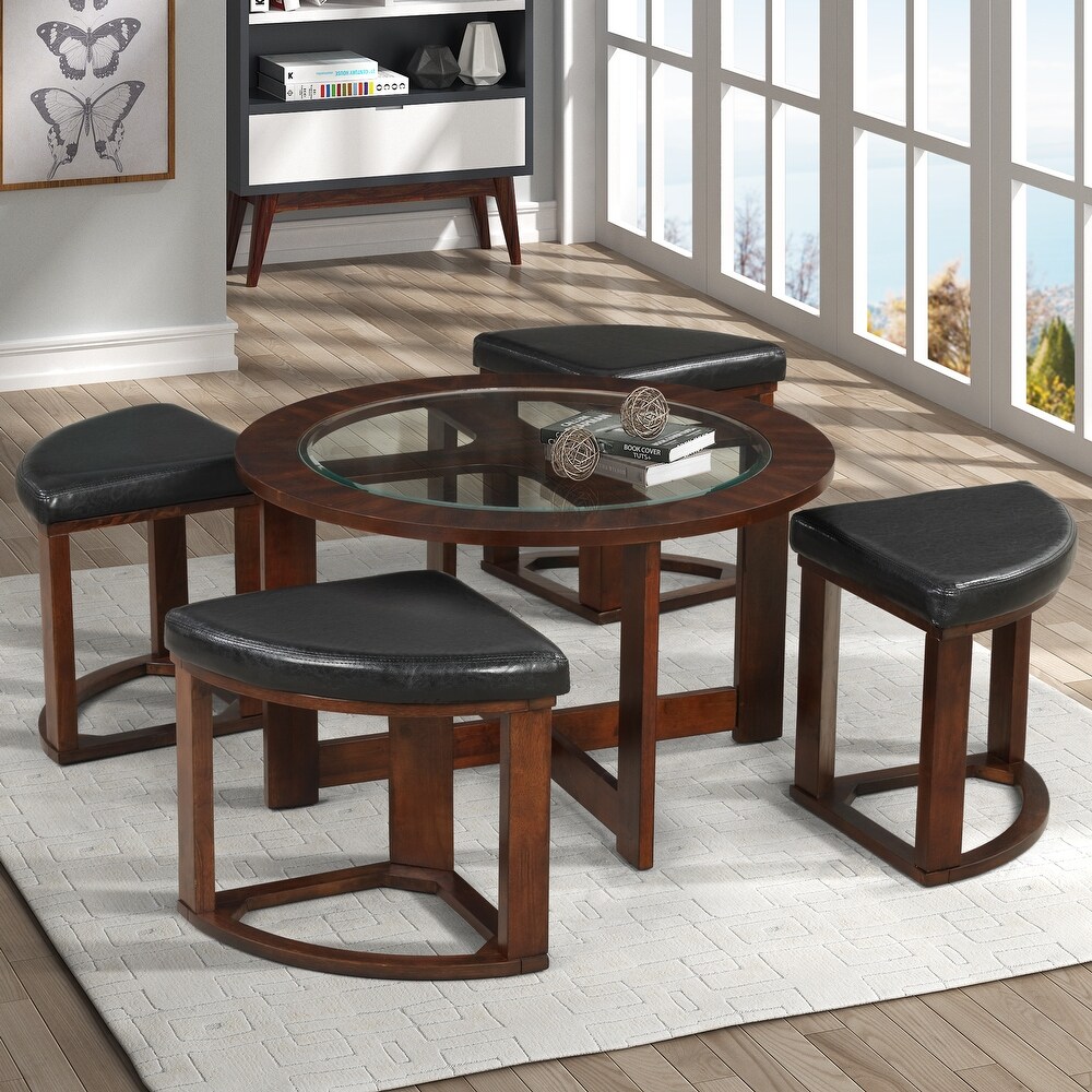 Copper Grove Kavanur Solid Wood Coffee Table and Chairs