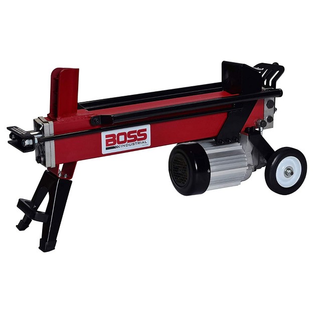 Boss Industrial 5 Ton Lightweight Powerful Hydraulic Electric Firewood Log Splitter With Mobile Transport Rubber Wheels For Home Or Cabin