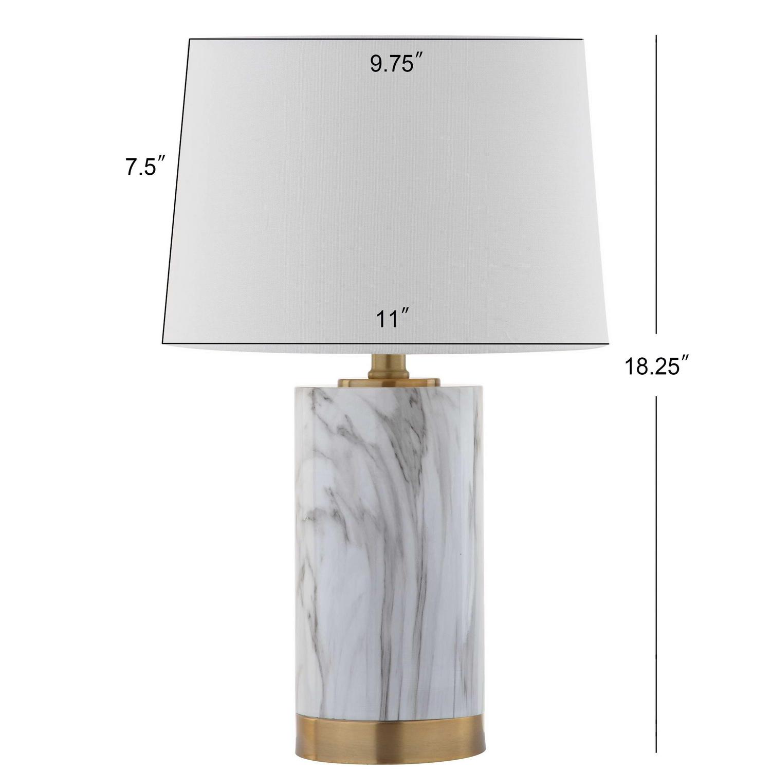 Safavieh Clarabel Marble 18.25 in. H Table Lamp， White/Black