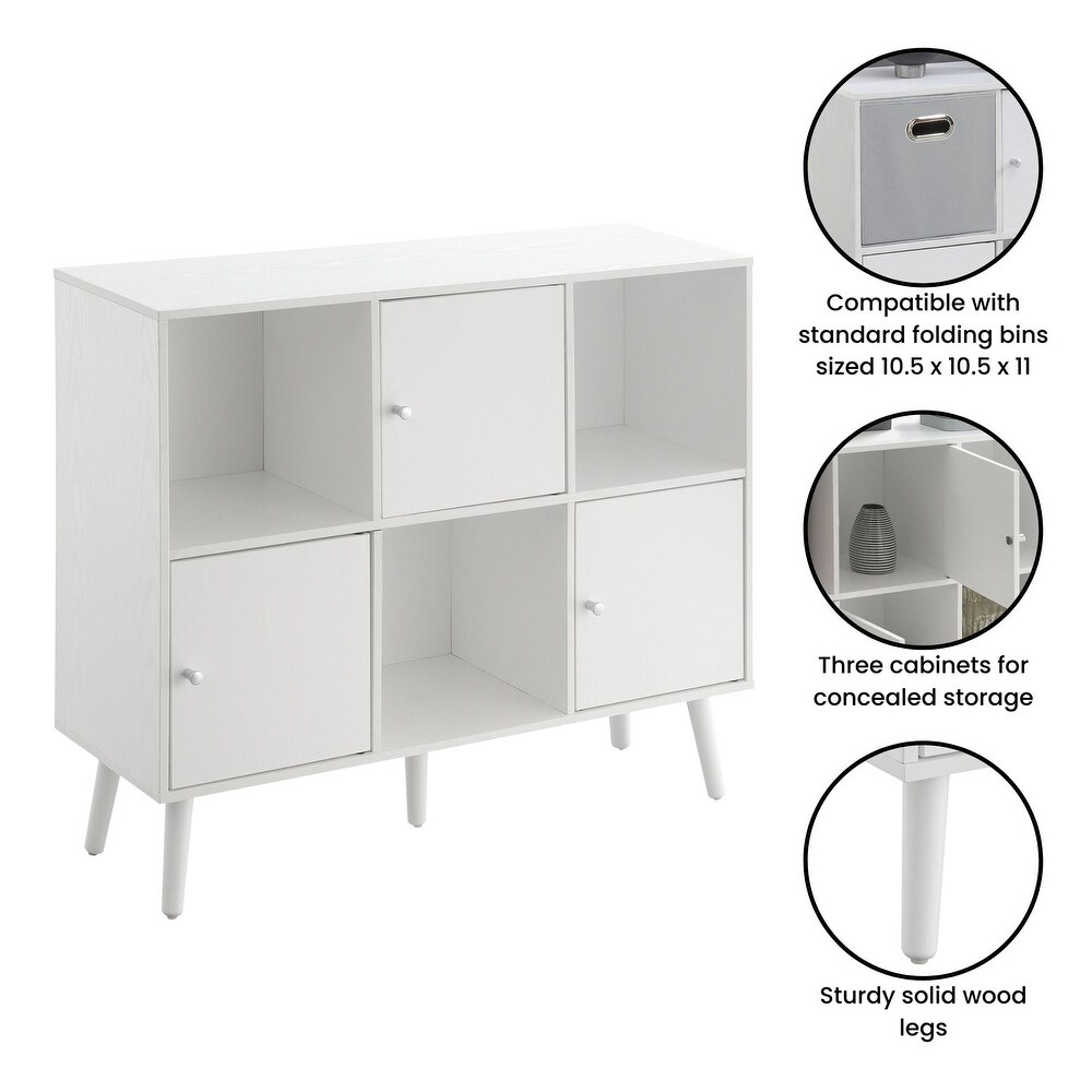 Convenience Concepts Xtra Storage 3x2 3 Door Cabinet Console Table