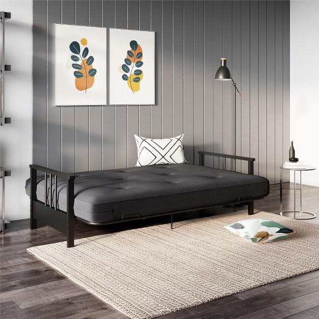 Realrooms Bretta Contemporary Black Metal Arm Futon Frame