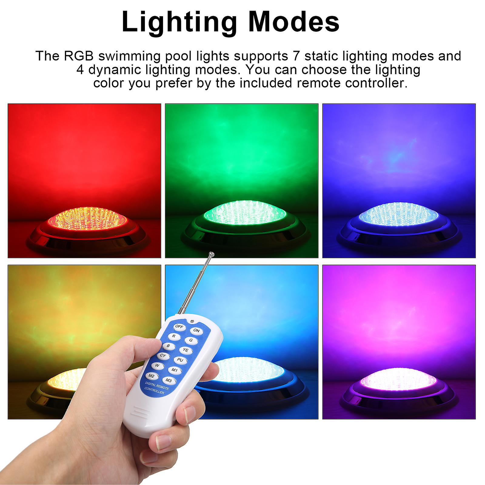 Ac12v 18w Led Rgb Swimming Pool Lights 7 Color Changing Underwater Lamp Ip68 Waterproof Pool Light With Remote Control No.193134