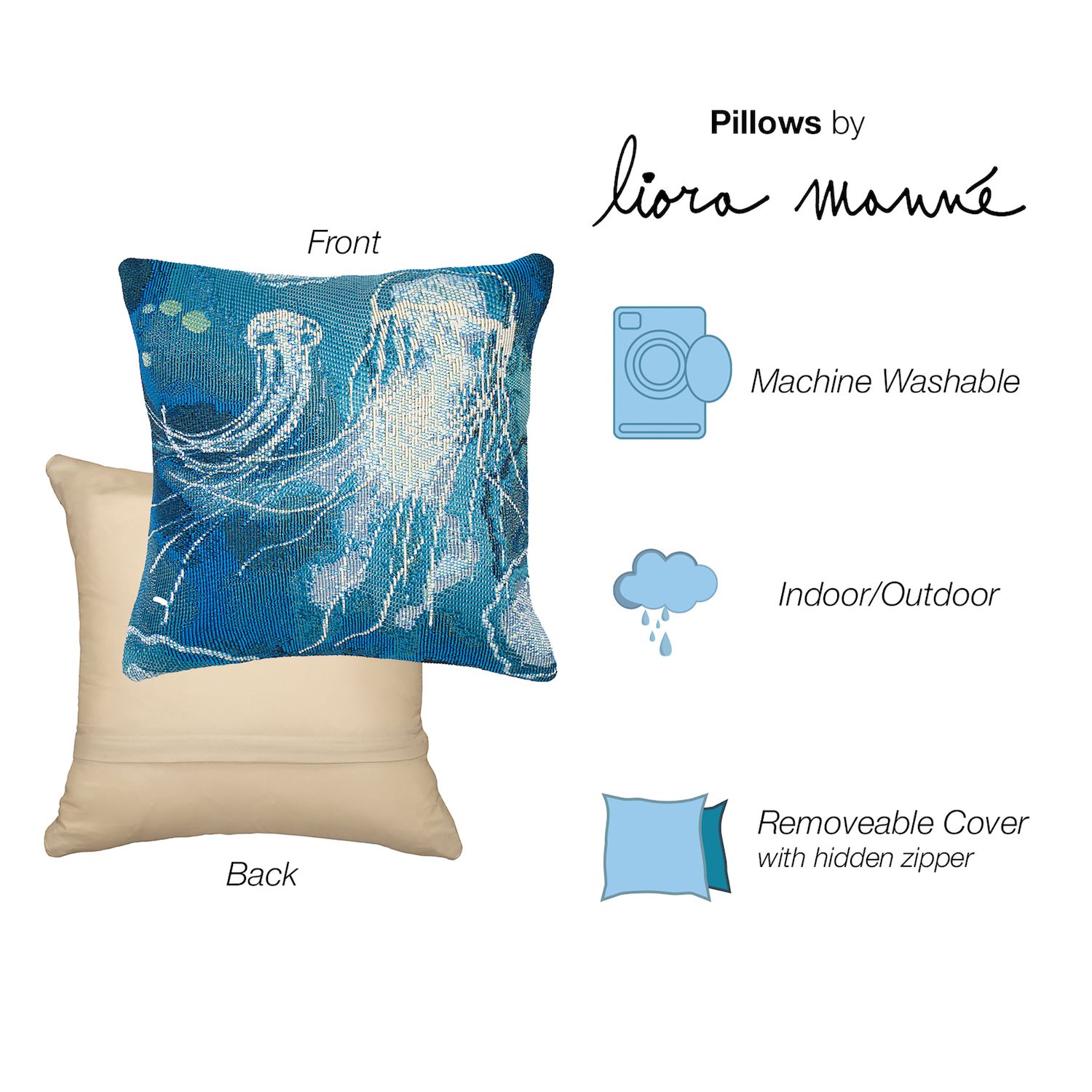 Liora Manne Marina Jellyfish Indoor/Outdoor Pillow