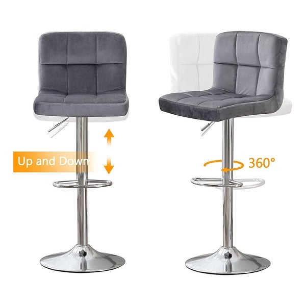 Velvet Back Bar Stools Set of 2 With Height Adjustable And Swivel