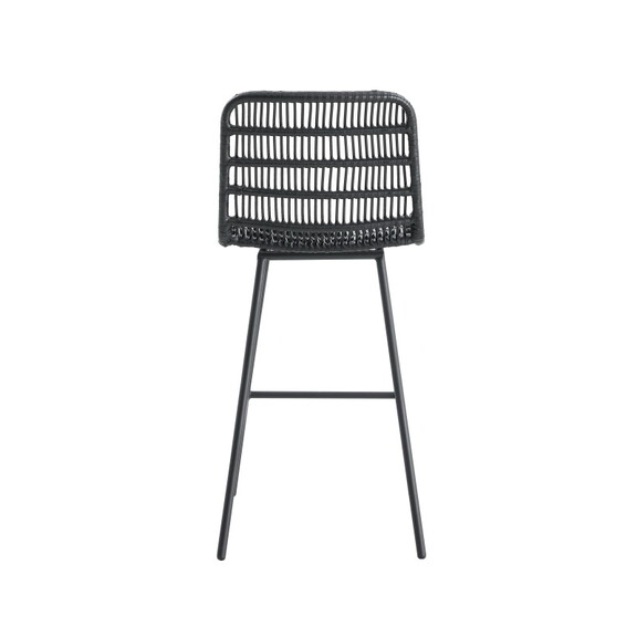 Rattan Bar Stool NTRL w/Black Mtl Frame TrckShp (C...