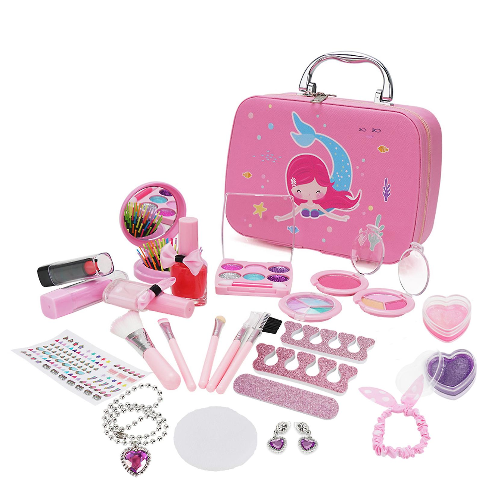 Girls Makeup Kit For Kids Children's Makeup Set Girls Princess Make Up Box Nontoxic Cosmetics Kit Toys Pretend Play Makeup Beauty Toys Christmas Gift