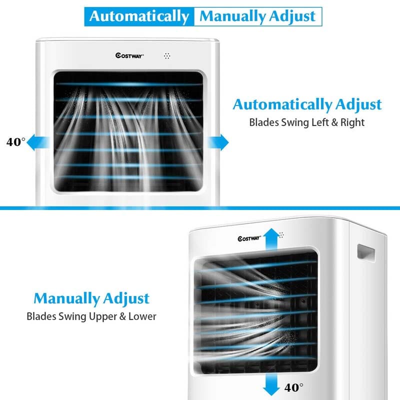 3-in-1 Portable Evaporative Cooler Fan Humidifier with Remote Control, 20L Tank, 4 Speeds, 7.5H Timer