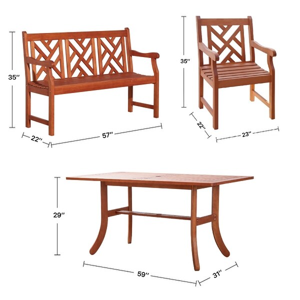 Reynard Wood Patio Table and 250 lbs weight capacity Armchair Dining Set