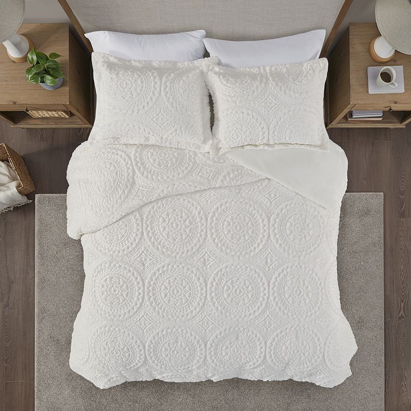 Madison Park Nova Embroidered Medallion Ultra Plush Duvet Cover Set with Shams