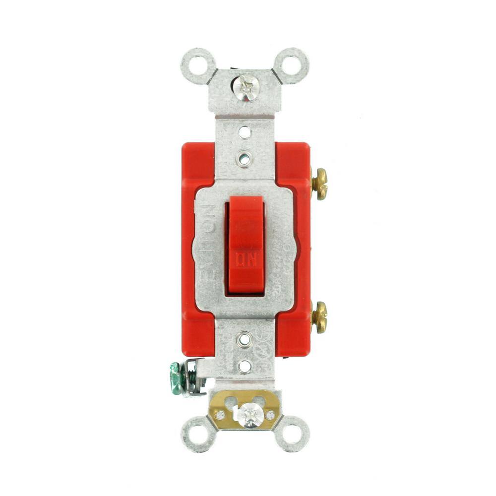 Leviton 20 Amp Industrial Grade Heavy Duty Single-Pole Toggle Switch Red 1221-2R