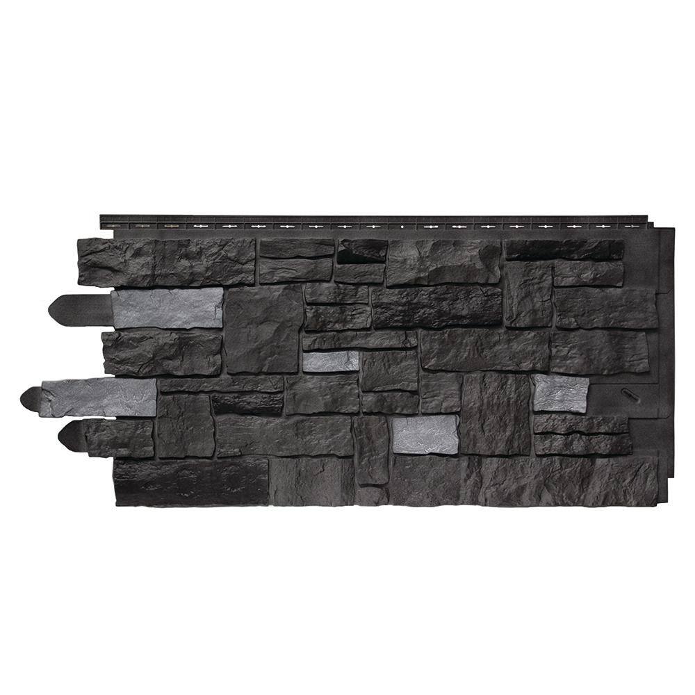 Novik NovikStone AC Artisan Cut (20.3 in. x 45 in.) Stone Siding in Carbon (10 Panels Per Box 49.3 sq. ft.) 100145006