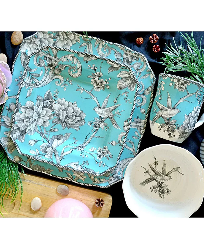 222 Fifth Adelaide Turquoise 16-Pc. Dinnerware Set Service for 4