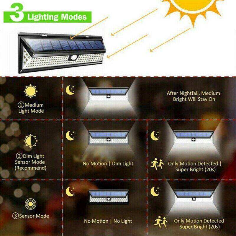 118LED Waterproof Solar Power PIR Motion Sensor Wall Light Garden Security Lamp Outdoor Garden Lighting