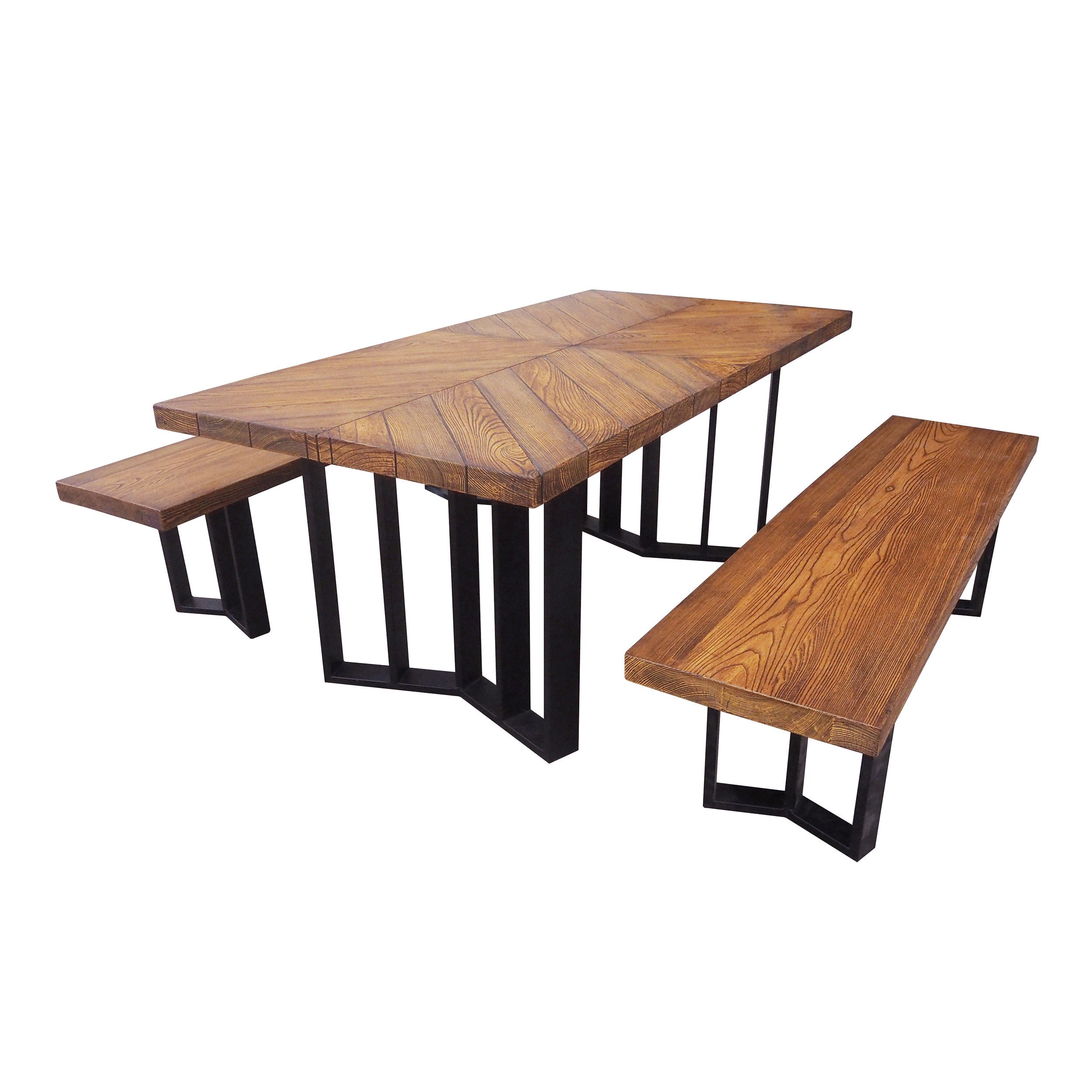 Ronin Outdoor 3 Piece Textured Brown Finish Light Weight Concrete Picnic Set