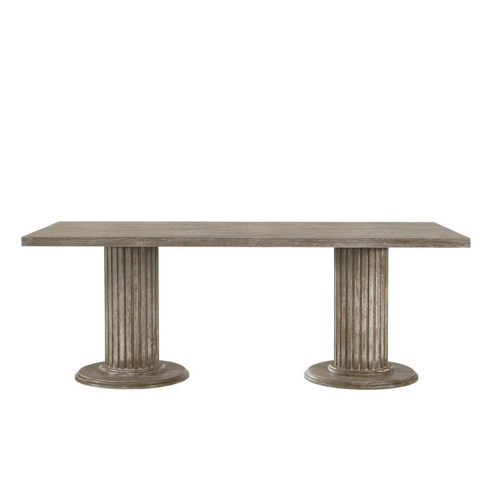 The Gray Barn Mulberry Lodge Reclaimed Grey Dining Table with Double Pedestal