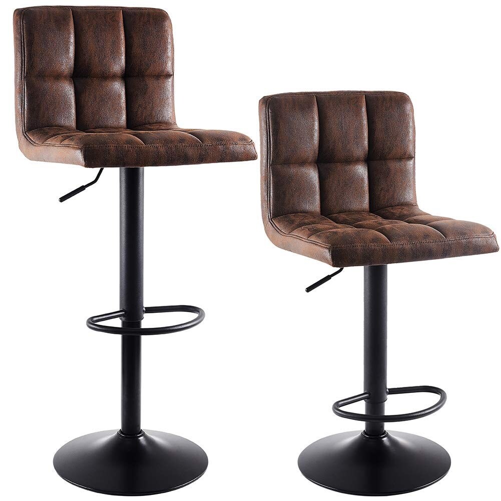 Bar Stools Set of 2 - 360° Swivel Barstools with Back， Adjustable Height Bar Chairs， Modern Counter Height Chairs