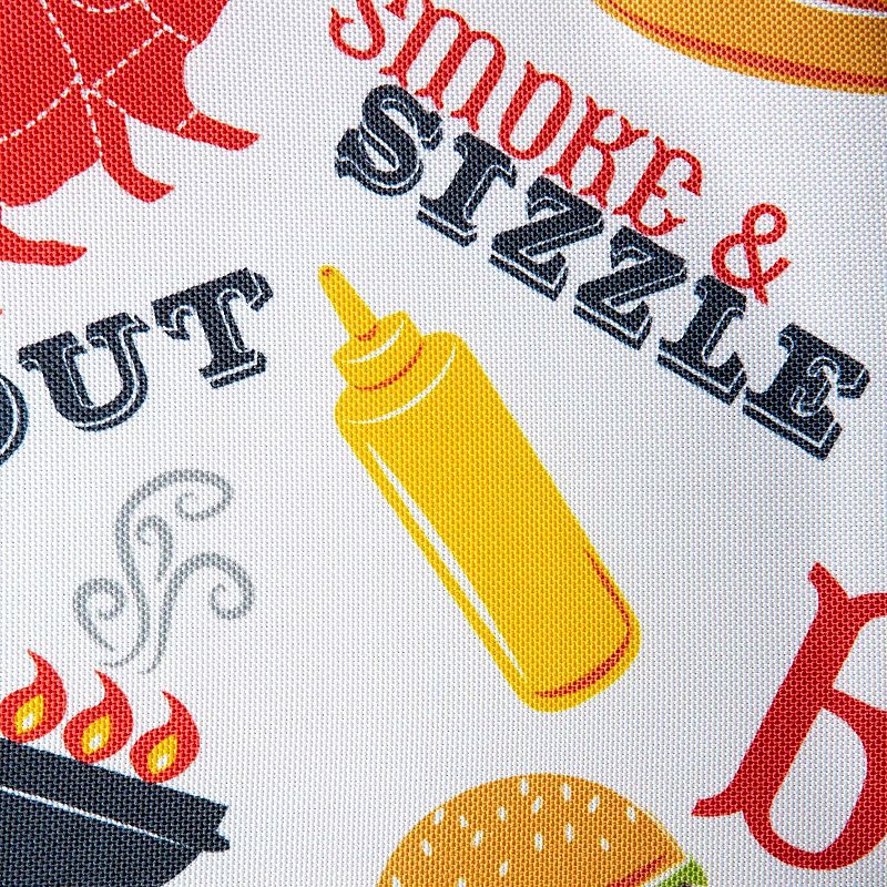 120 White and Yellow Barbeque Themed Rectangular Outdoor Tablecloth