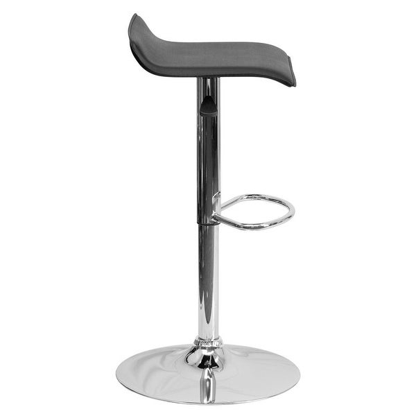 Adjustable Stool in Black PU Leather and Stainless Steel Base Set of 2