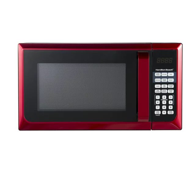 Hamilton Beach Stainless Steel 0.9 Cu. ft. Red Microwave Oven， Red Stainless Steel