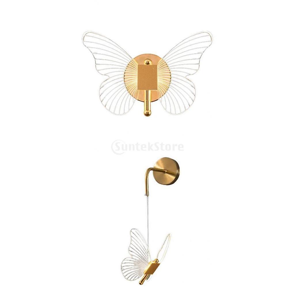 2x Golden Butterfly Shaped Led Wall Lamp For Wall Mount