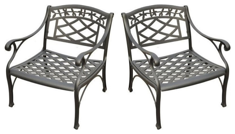 Crosley Sedona Metal Patio Club Chair in Charcoal Black   Traditional   Outdoor Dining Chairs   by Homesquare  Houzz