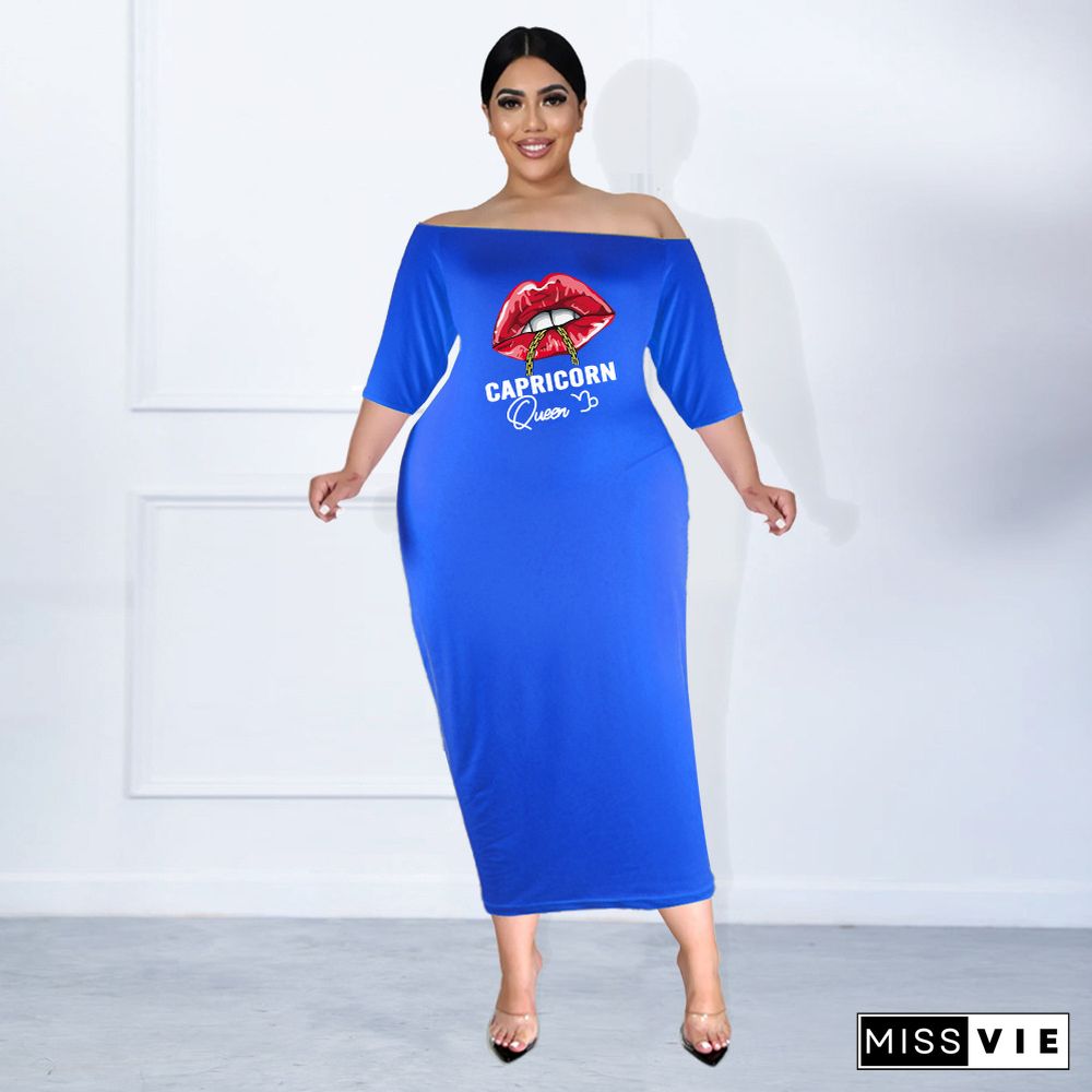 Plus Size Off The Shoulder Half Sleeve Pencil Dress