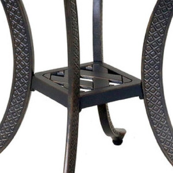 21 Inch Outdoor Patio Square Metal End Table， Bronze