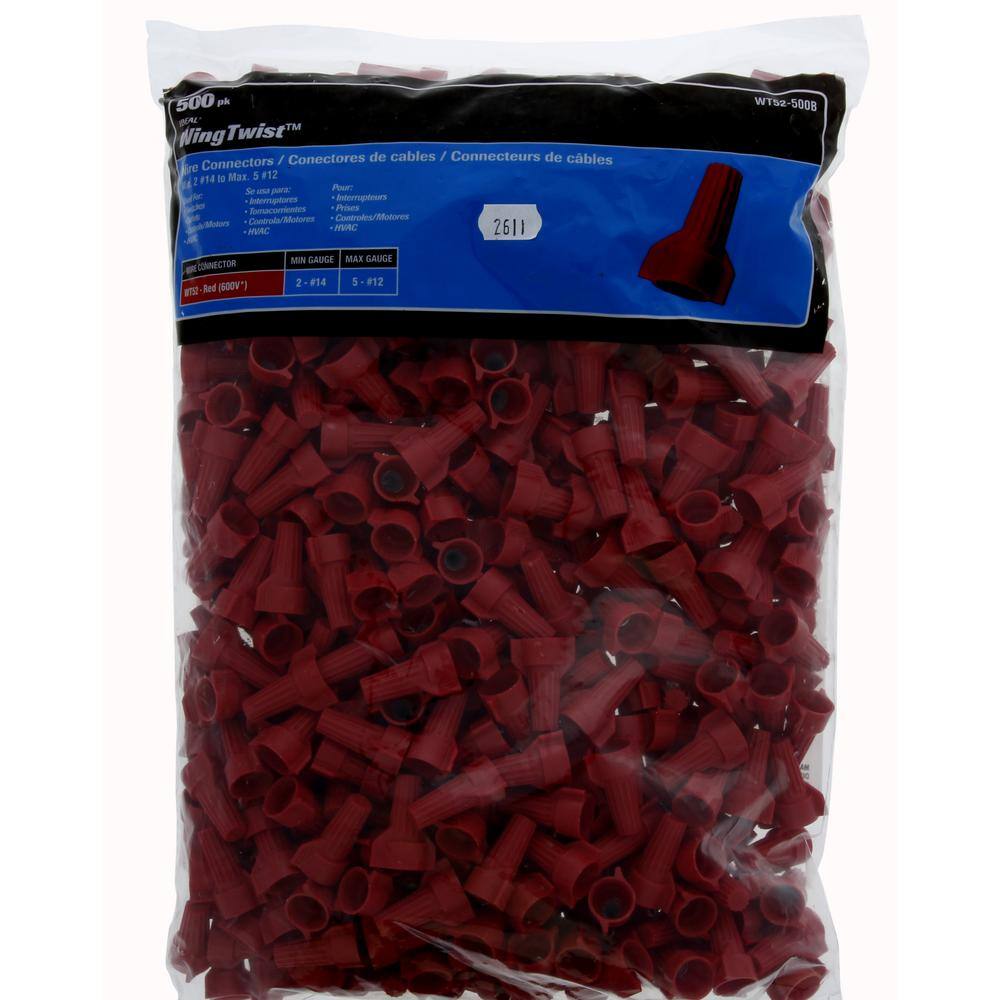 IDEAL WingTwist Red Wire Connectors (500-Count Bag) WT52-500B