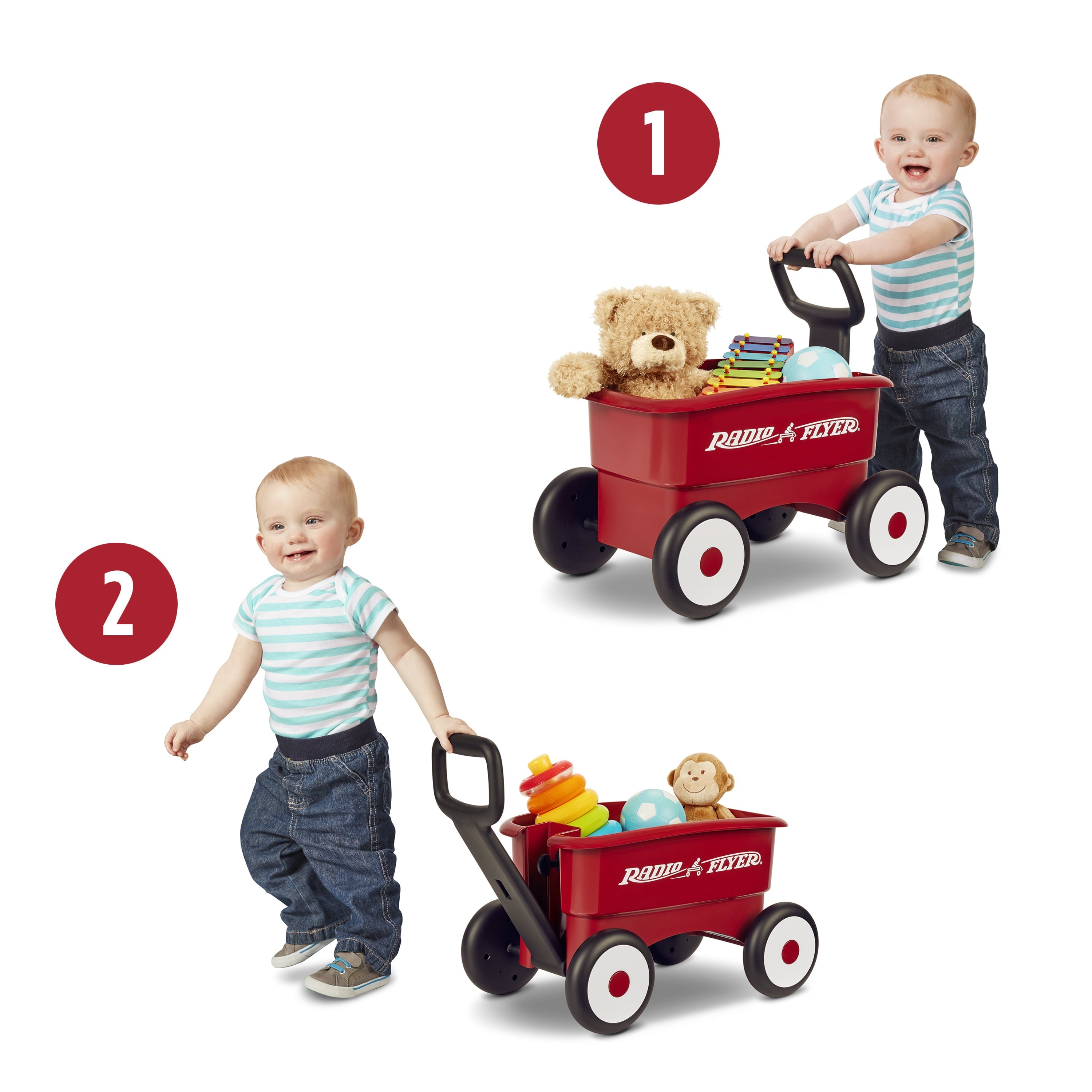 Radio Flyer, My 1st 2-in-1 Play Wagon Push Walker, Red