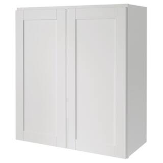 Hampton Bay Westfield Feather White Shaker Stock Assembled Wall Kitchen Cabinet (27 in. W x 12 in. D x 30 in. H) F11W2730B