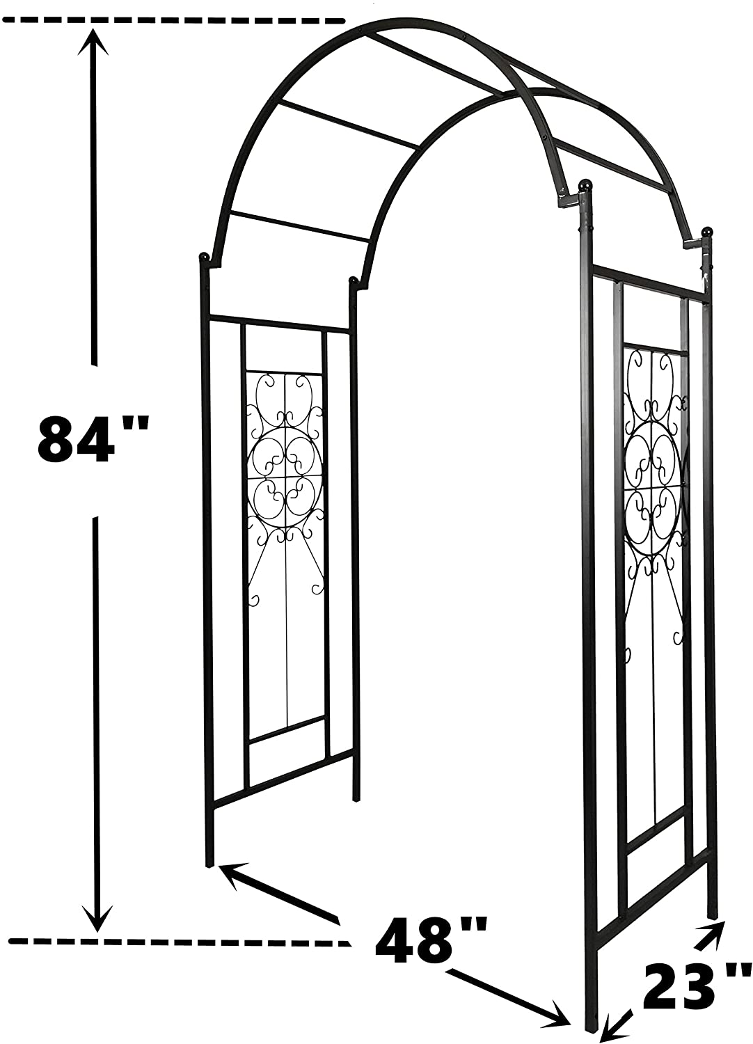 Garden Arch Arbor Arbour Trellis Archway for Climbing Plants Roses Vines Support Rack  Outdoor Garden Lawn Backyard Patio  Matte Black