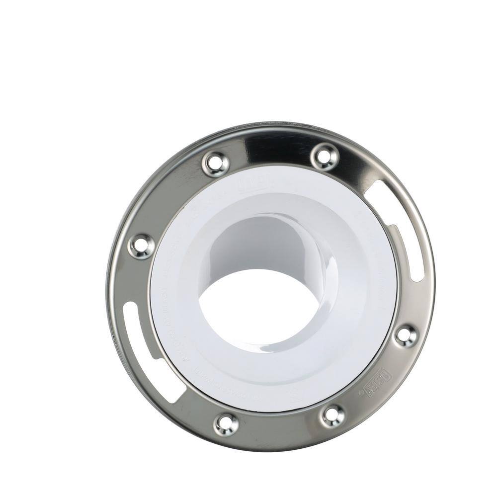 Oatey 3 in. PVC Open Spigot Toilet Flange with 45 Deg. Angle and Stainless Steel Ring 436652