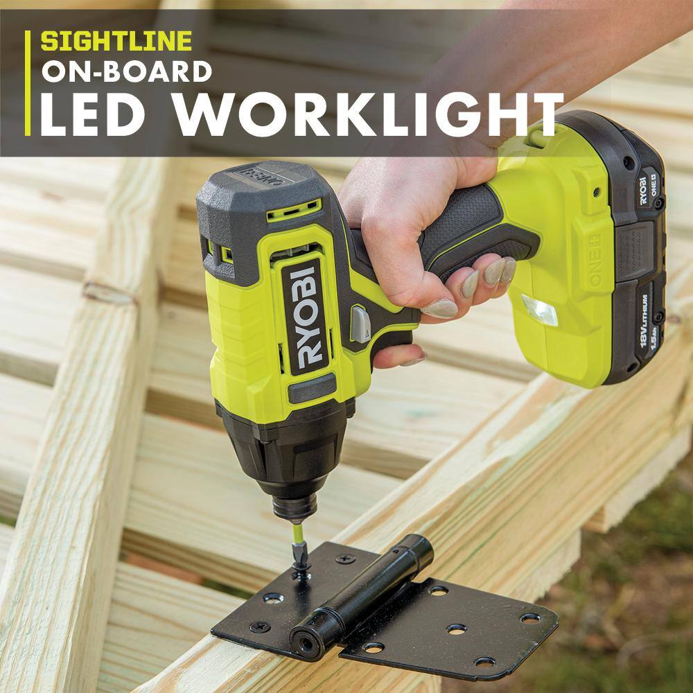 RYOBI ONE+ 18V Cordless 14 in. Impact Driver Kit with (2) 1.5 Ah Batteries Charger and Impact Rated Driving Kit (30-Piece) PCL235K2-AR2037