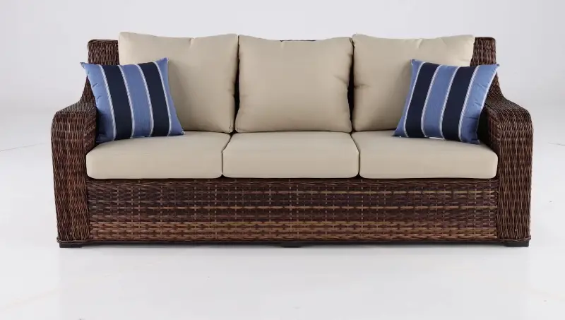 Tortola Wicker and Linen Outdoor Patio Sofa