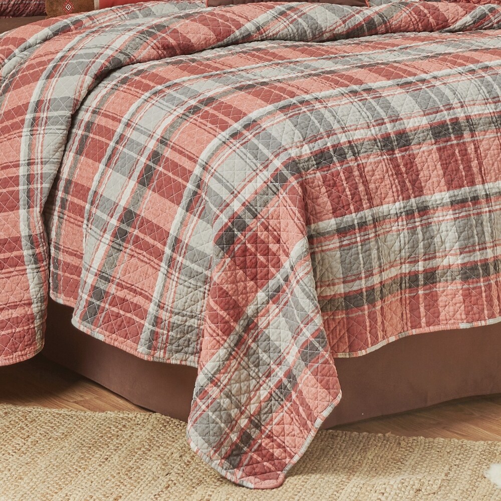 Saffron Plaid Rustic Lodge Cotton Quilt Set