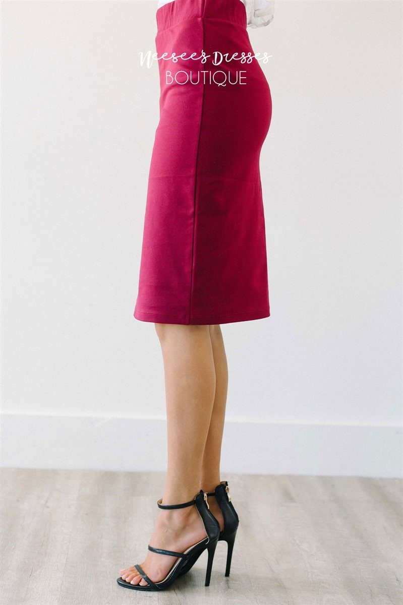 Perfect Fit Cranberry Pencil Skirt