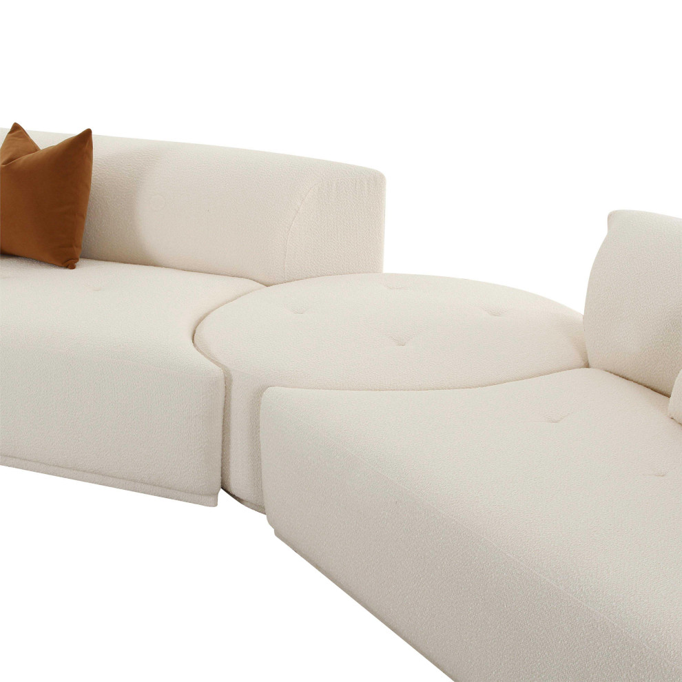 Fickle Cream Boucle 4 Piece Modular Left Arm Facing Sectional   Transitional   Living Room Furniture Sets   by Homesquare  Houzz