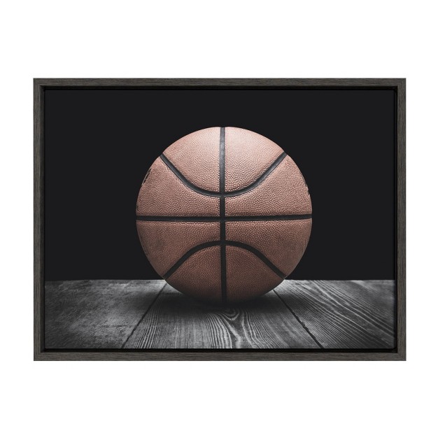 X 24 quot Sylvie Vintage Basketball Framed Canvas By Shawn St Peter Gray Designovation