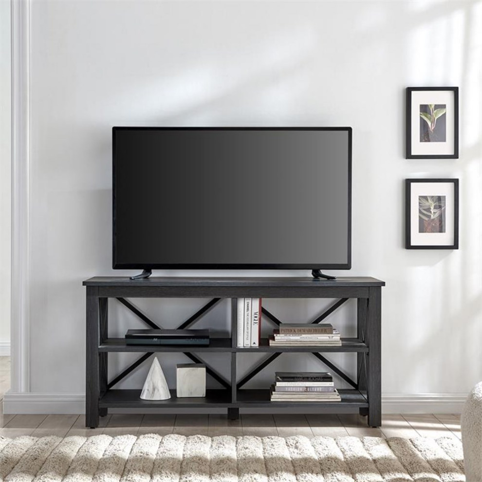 Pemberly Row Contemporary 50 quotTV Stand in Dark Gray (TVs up to 55 quot)   Industrial   Entertainment Centers And Tv Stands   by Homesquare  Houzz