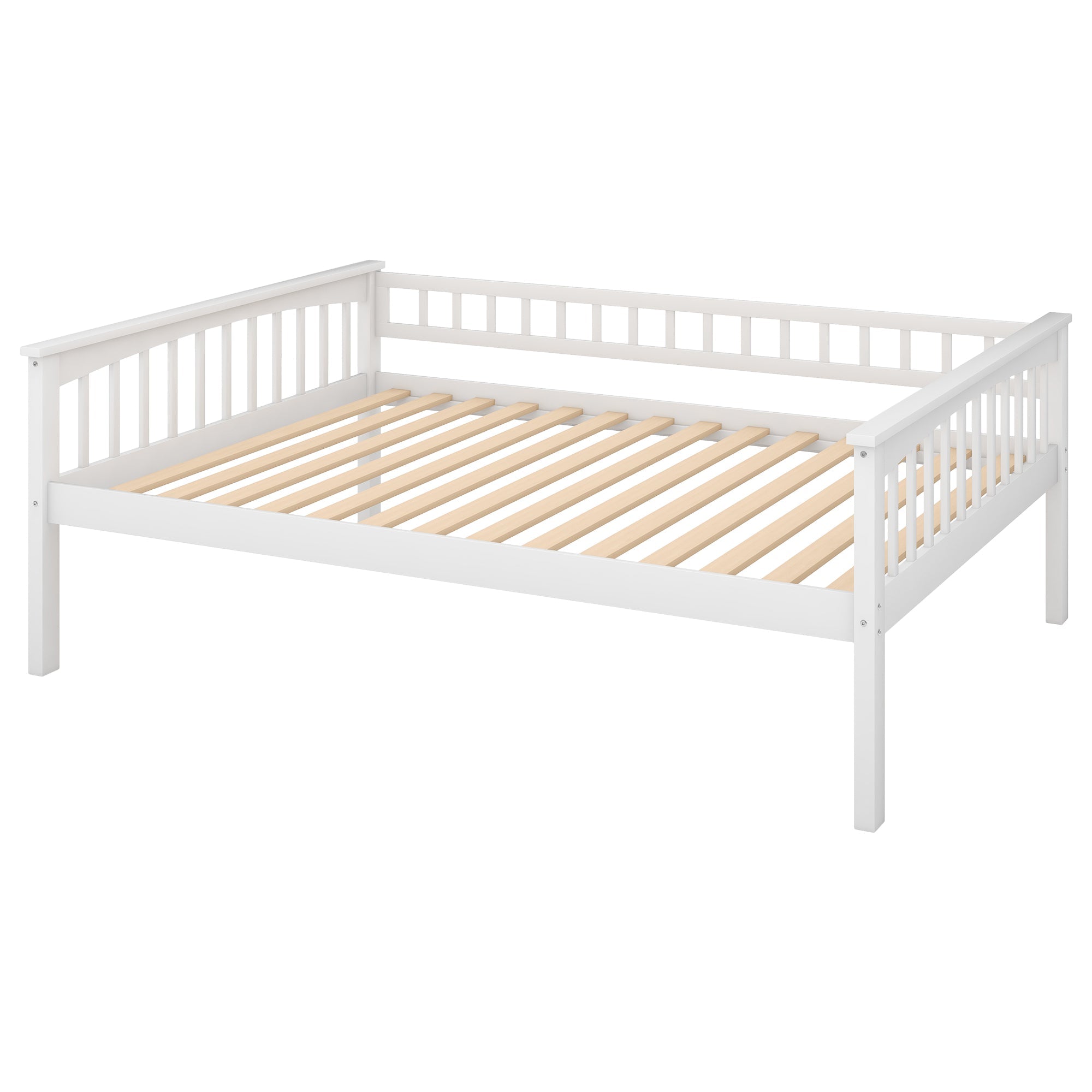 Euroco Pine Wood Bunk Bed With Storage, Full-Over-Full, White