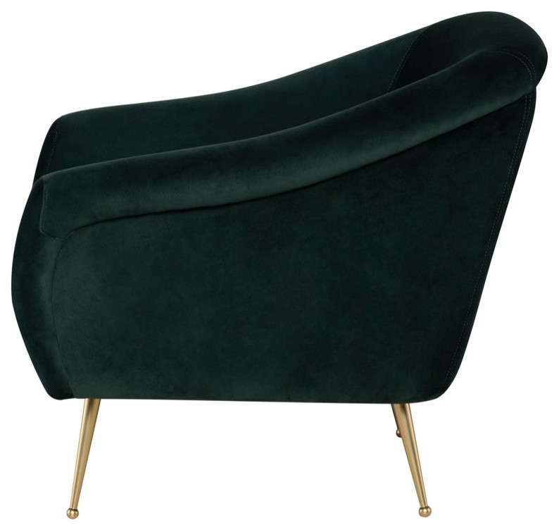 Aminta Occasional Chair emerald green velour   Midcentury   Armchairs And Accent Chairs   by Virgil Stanis Design  Houzz