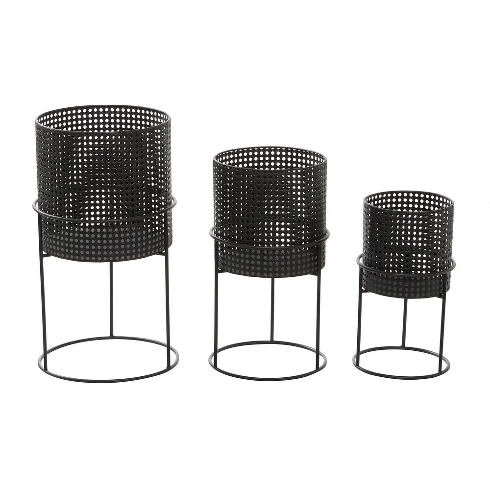 White Black or Gold Basket Style Glam Modern Planter Stands (Set of 3)   S/3 23\