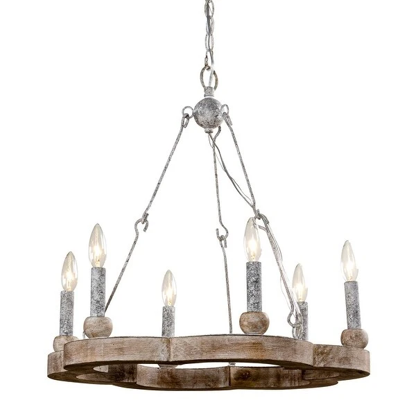 Distressed Wood 6-Light Weathered Kitchen Chandelier Shopping - The Best Deals on Chandeliers