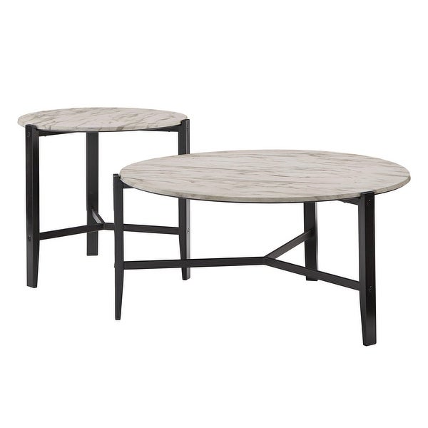 Teagan Round White Faux Marble Tables by iNSPIRE Q Modern