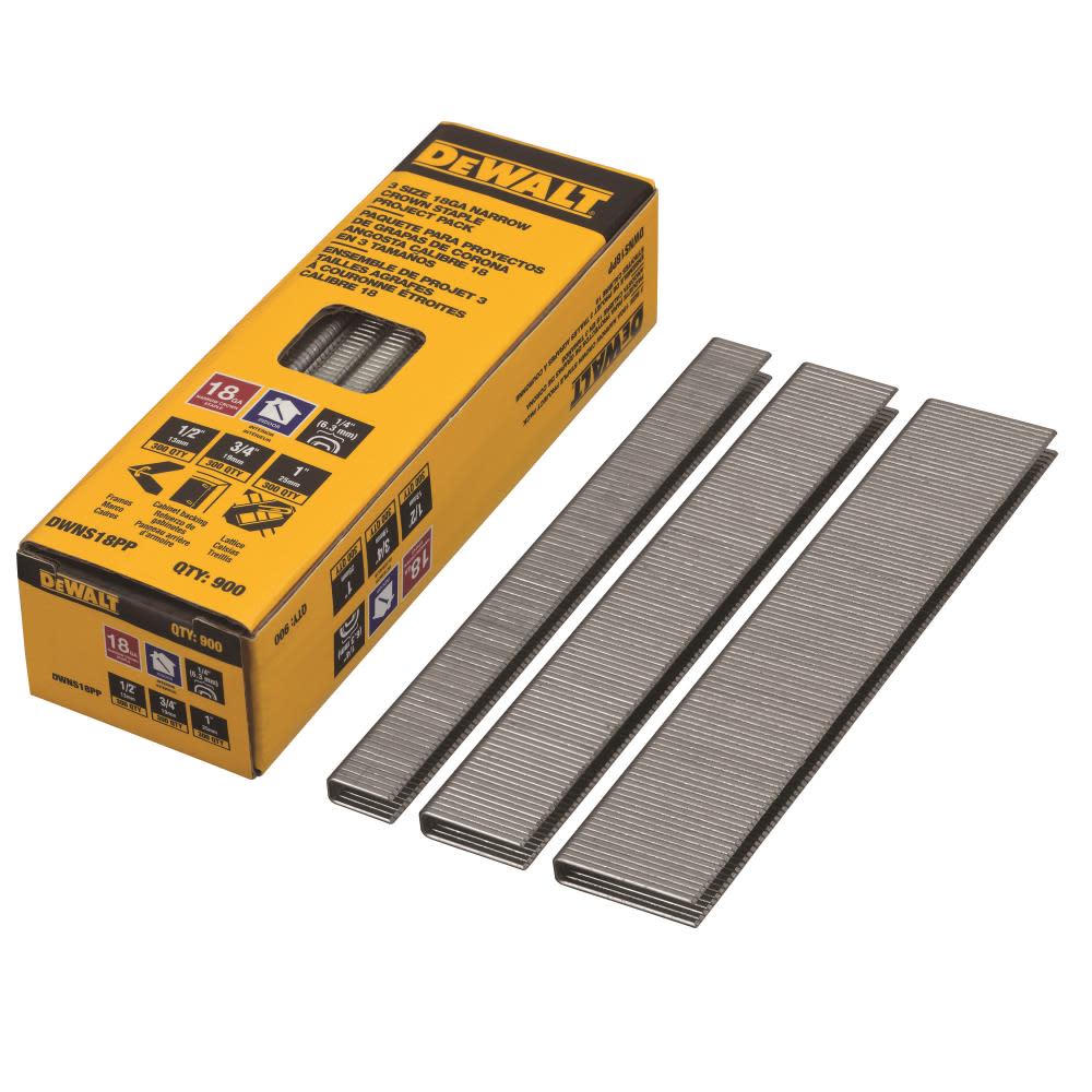 DEWALT 18 Gauge Narrow Crown Staple Project Pack DWNS18PP from DEWALT