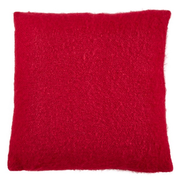 Faux Mohair Square Throw Pillow Red Saro Lifestyle