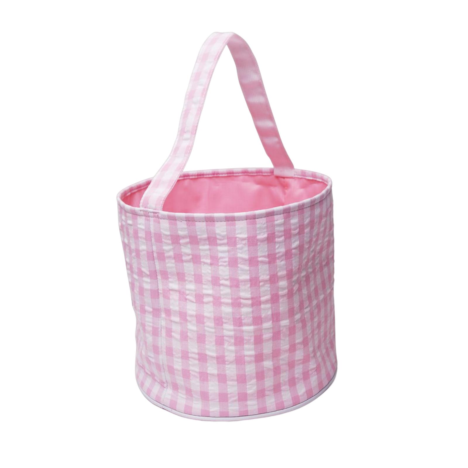 Easter Bag Storage Tote Bag Collapsible Kids Eggs Bucket Reusable Handbag Grocery Bags Large for Party Supplies， Kids Eggs ， Gifts Toy Pink