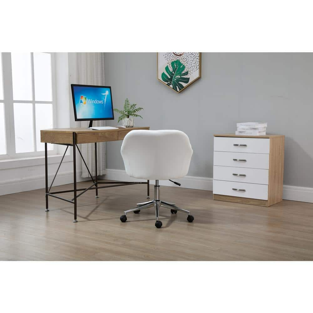 Vinsetto White, Mid-Back Home Office Chair Adjustable Height Computer Desk Chair with Padded Back and Armrests, PU Leather 921-439WT